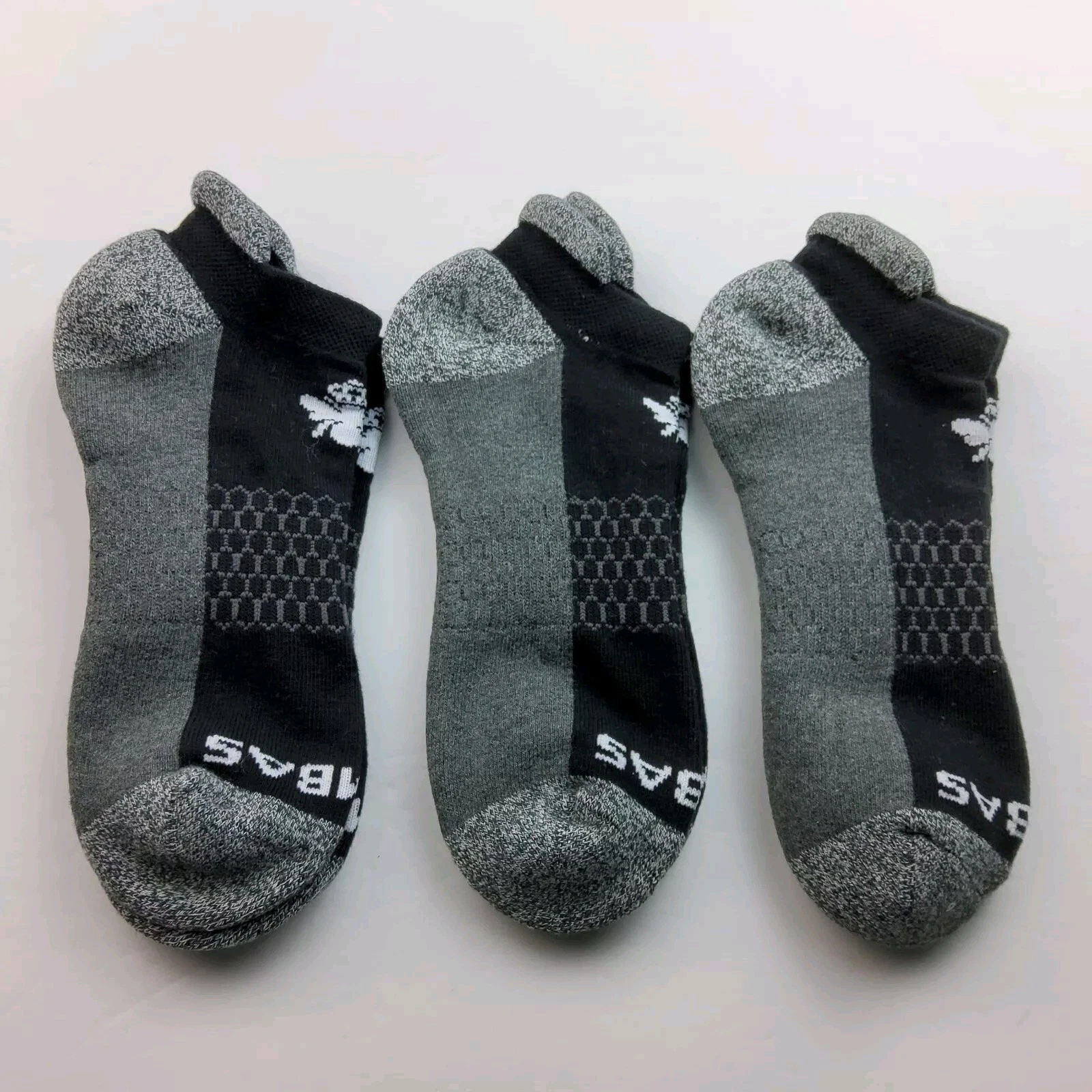 Bombas Original Ankle Socks Lot Of 3 Pairs Black Grey Size L