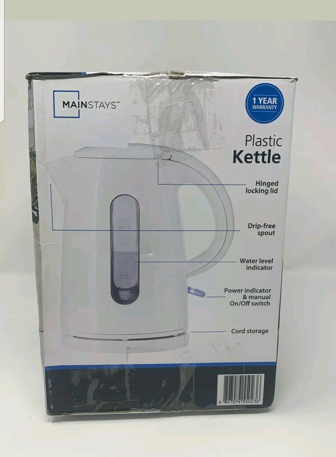 Mainstays 1.7 Liter Plastic Kettle Cordless One Touch Operation, NIB eBay