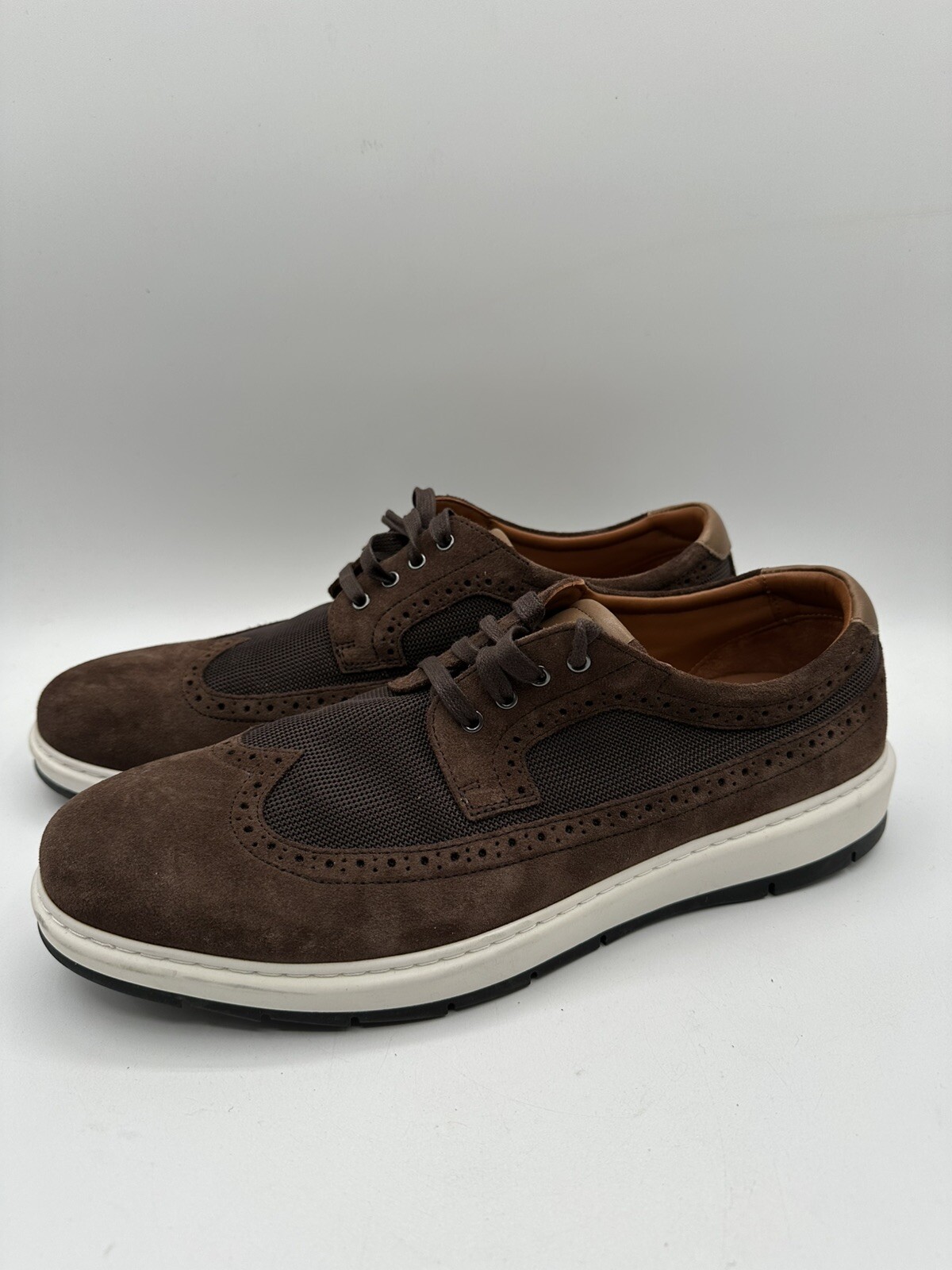 SAOLA Scarpe Johnston Murphy uomo 11 M Elliston punta alare Oxford marrone scamosciato stringate