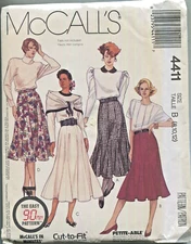 MCCALL'S SEWING PATTERN 4411 MISSES' SKIRT & BELT w/ VARIATIONS SZ 8-12 UNCUT