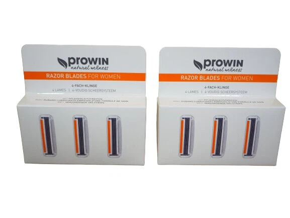 proWin RAZOR 2 x 3er Pack Ersatzlingen für Frauen 6x 4-Fach Klinge Rasur Haare