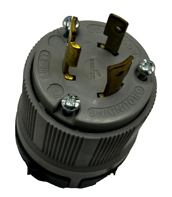 Cooper Wiring Devices AH6212 Locking Plug 20A 250V 2P 3W GRD L6-20P  