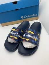 NWT Columbia Youth Size 6 Hood River Slide Sandals Navy Blue Yellow Shoes