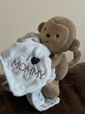Child of Mine Carters Blue Lovey Plush Monkey I Love Mommy Rattle Satin Blanket