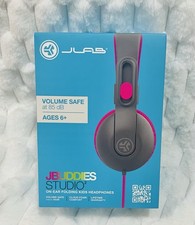 NEW Jlab Jbuddies Studio2 On ear Folding Kids Headphones Pink and gray