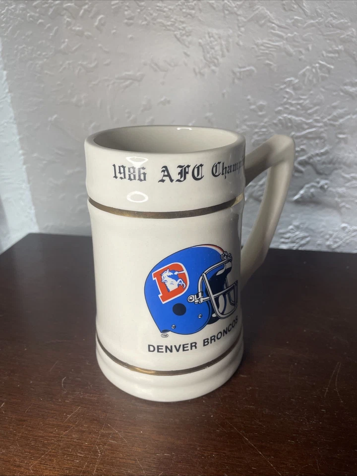 Taza de colección Denver Broncos 1986 AFC Champions Beer Stein Super Bowl 21 XXI 22 oz Foto 2 de 4