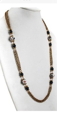 Miriam Haskell Designer Halskette grüner Marmor mit Krabbenmuster Vintage Gold 