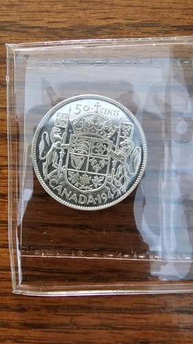 1945 Canada Silver 50 Cent Half Dollar Coin ICCS AU-58