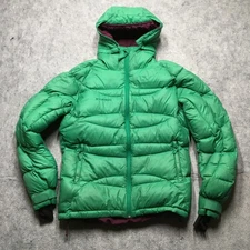 Mammut Pilgrim Down Jacket Womens Medium Green Hooded Puffer 650 Fill Winter