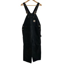 Vintage Carhartt Firm Duck Bib Overalls Black Double Knee Utility Men  s Work