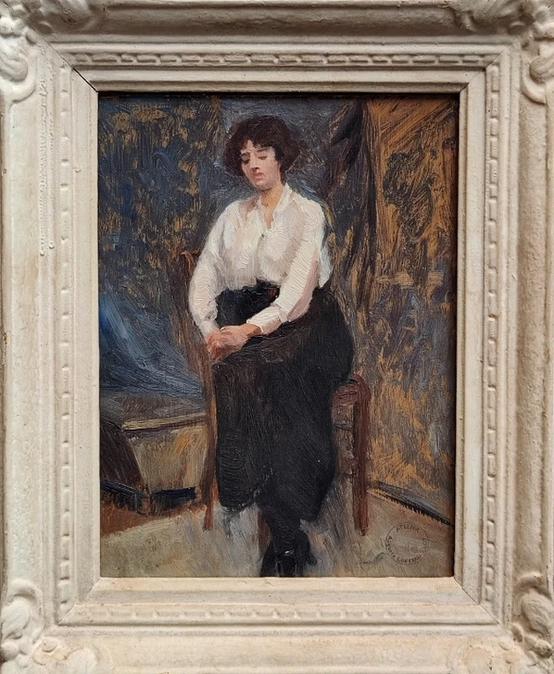 Augusta LAFITAU-ALOY 1882-1974 - BEL IMPRESSIONNISTE - PORTRAIT DE FEMME ASSISE - Photo 3/4