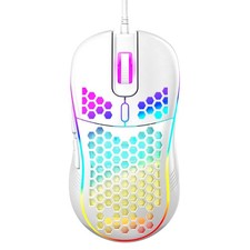 Honeycomb Wired Gaming Mouse RGB On/Off Switch 7200 Adjustable DPI White