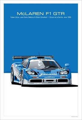 McLaren F1 GTR Racing Poster Druck Sportwagen Wandkunst Bild Dekoration
