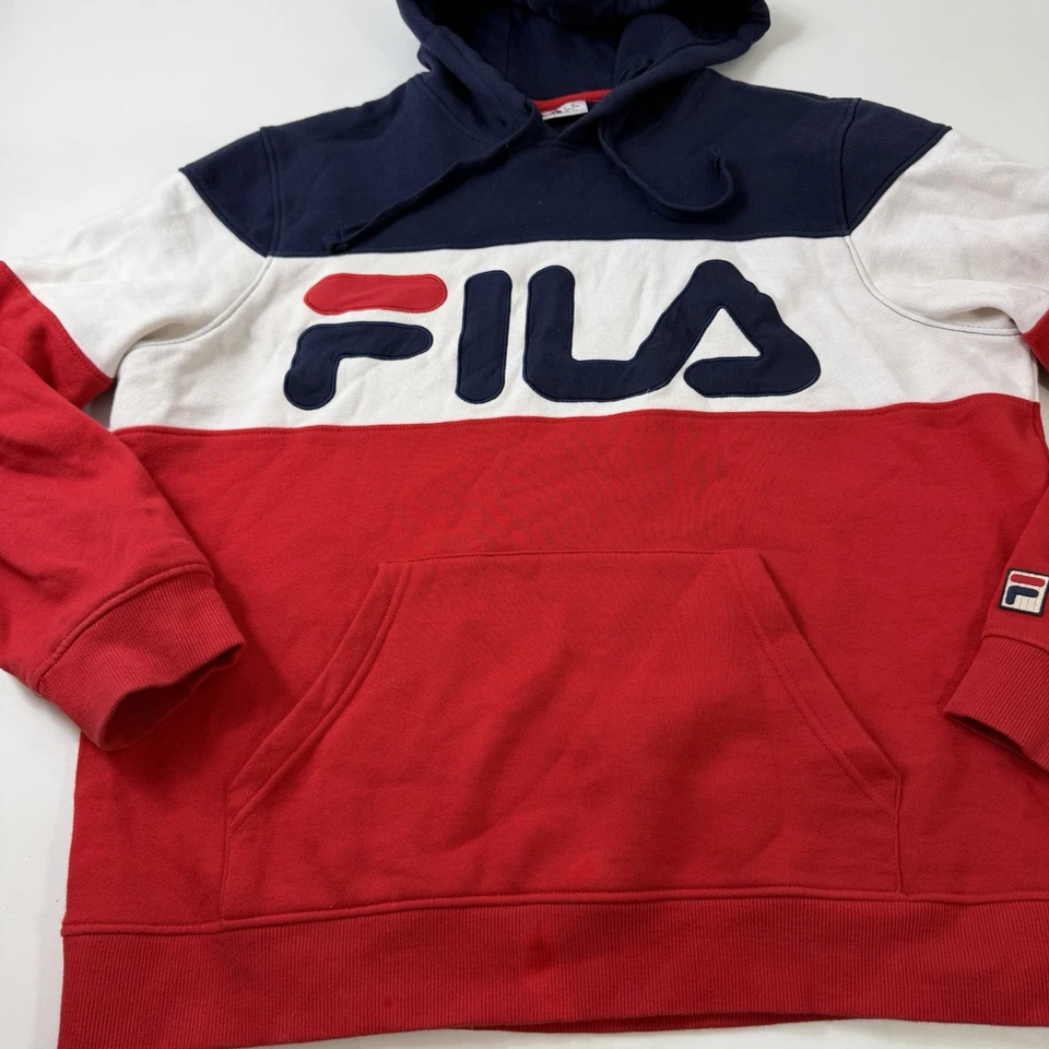 Sudadera con Capucha Logo FILA Pullover Rojo Blanco y Azul Talla Grande Foto 2 de 4
