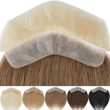 100 Human Hair for Men Front Natural Receding Hairline Skin PU Toupee Hairpiece