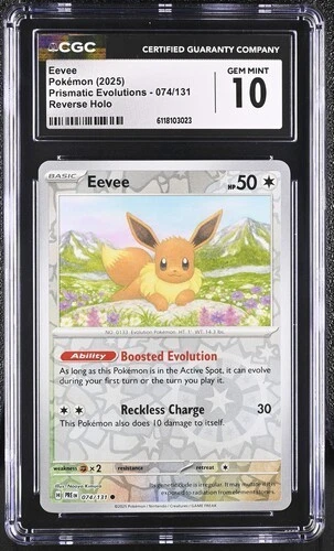 ✨✨ CGC 10 GEM MINT Eevee 074/131 REVERSE HOLO Prismatic Evolutions Pokemon Card