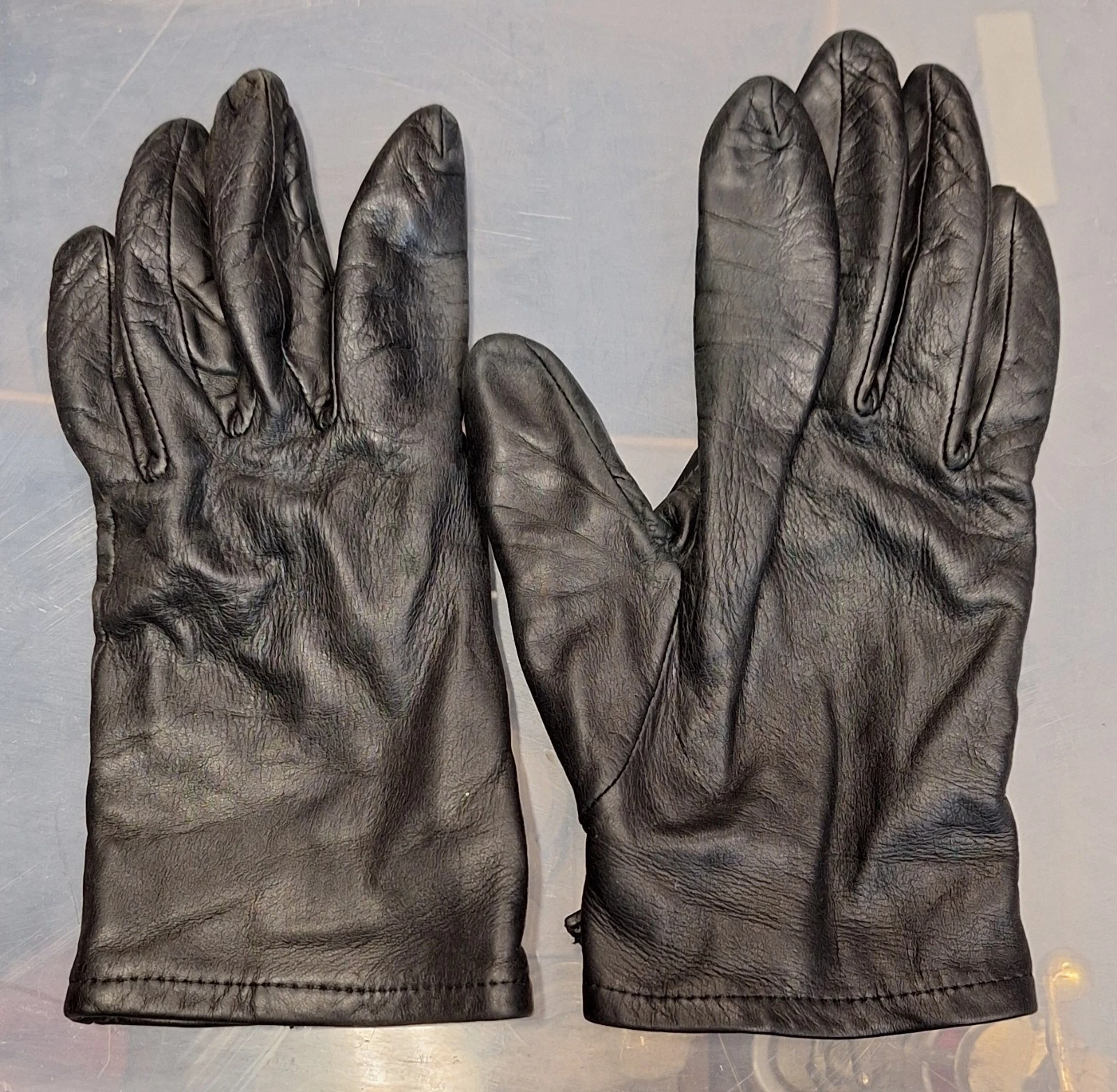 Maison Fabre Lambskin Leather Silk Lined Gloves France Black Size 7 Vtg