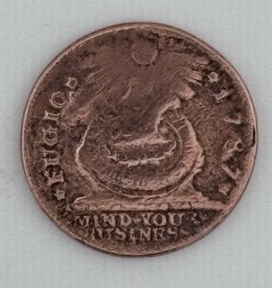 1787 Fugio Cent Colonial Copper Coin Cleaned