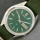 JAPAN VINTAGE SEIKO EXPO 70 AUTOMATIC 7009A MENS GREEN COLOR DIAL WATCH a2504-U