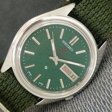JAPAN VINTAGE SEIKO EXPO 70 AUTOMATIC 7009A MENS GREEN COLOR DIAL WATCH a2504-U