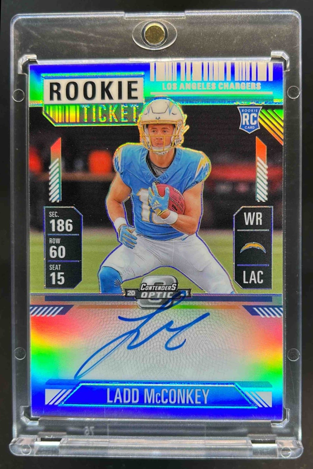 2024 Contenders Optic Ladd McConkey Rookie Ticket Auto RC Silver Prizm #110