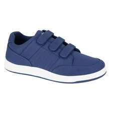 Mens DEK Trainers Shoe Triple Touch Fastening Casual Canvas Navy Comfort Shoes