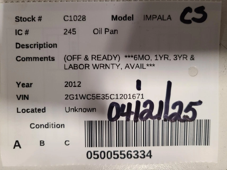 Used Engine Oil Pan fits: 2012 Chevrolet Impala 3.6 Grade A Foto 3 de 4