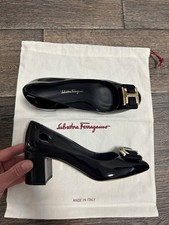 Salvatore Ferragamo Black Patent Leather Heels pump women sz 6C made in Italy