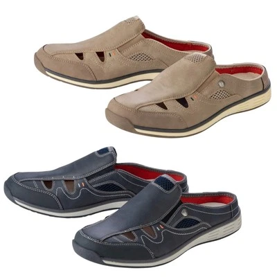 Footflexx Herren Sabots Pantoletten Sandalen Sommerschuhe G-Weite Lederdecksohle