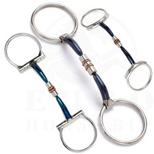 Blue Sweet Iron Western Horse D Ring Piped Loose Ring Snaffle Bit Set All Sizes
