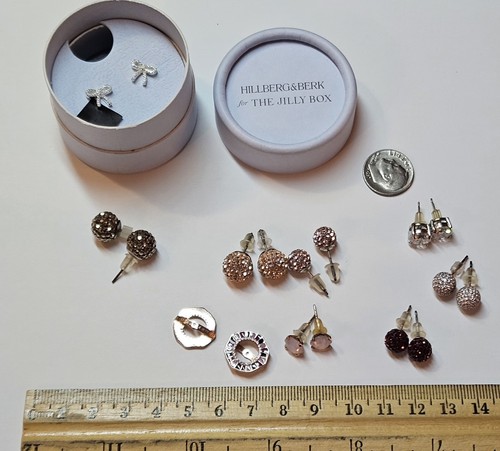 Hillberg & Berk LOT OF EARRINGS Sterling Silver Sparkly Balls Crystal Studs - Imagen 10 de 10
