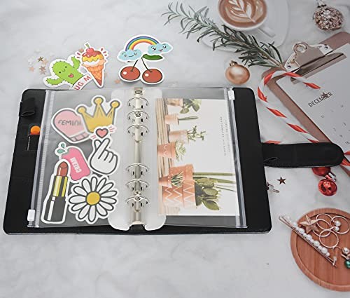 15 Stück Ordner Taschen mit PU Leder Notizbuch Mappe Hülle Nachfüllbar A6 Schwarz - Bild 7 von 8
