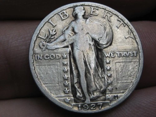 1927 P Silver Standing Liberty Quarter, Philadelphia, Fine/VF Details, Full Date