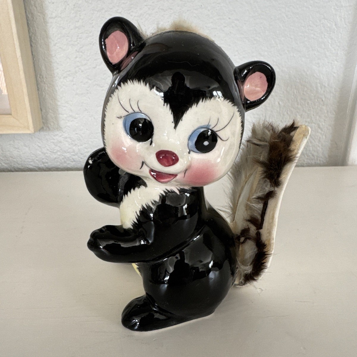 Vintage MCM Napco Furry Skunk Bank “Stinky” Japan Ceramic 1950s