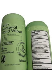 2x Biopure Antibacterial Hand Wipes with Aloe & Vitamin E, Fit To Car Cup Holder