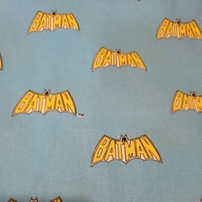 3.5 Yards Batman Logo Cotton Fabric Yellow On Blue DC Comics 120 x42 Camelot