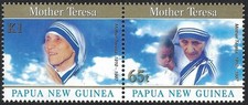 1998 PNG SG#830/31 Mother Teresa joined pair mint MUH MNH Papua New Guinea