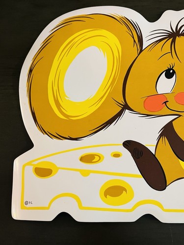 Vintage 1970er süße Maus mit großen Ohren Vinyl Schaum Kinder Tischset Retro Streichset Kitsch RAR - Bild 5 von 7