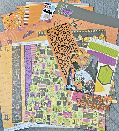 Halloween 12x12 Glitter Paper Die Cuts Alpha Stickers Heidi Grace &Best Creation