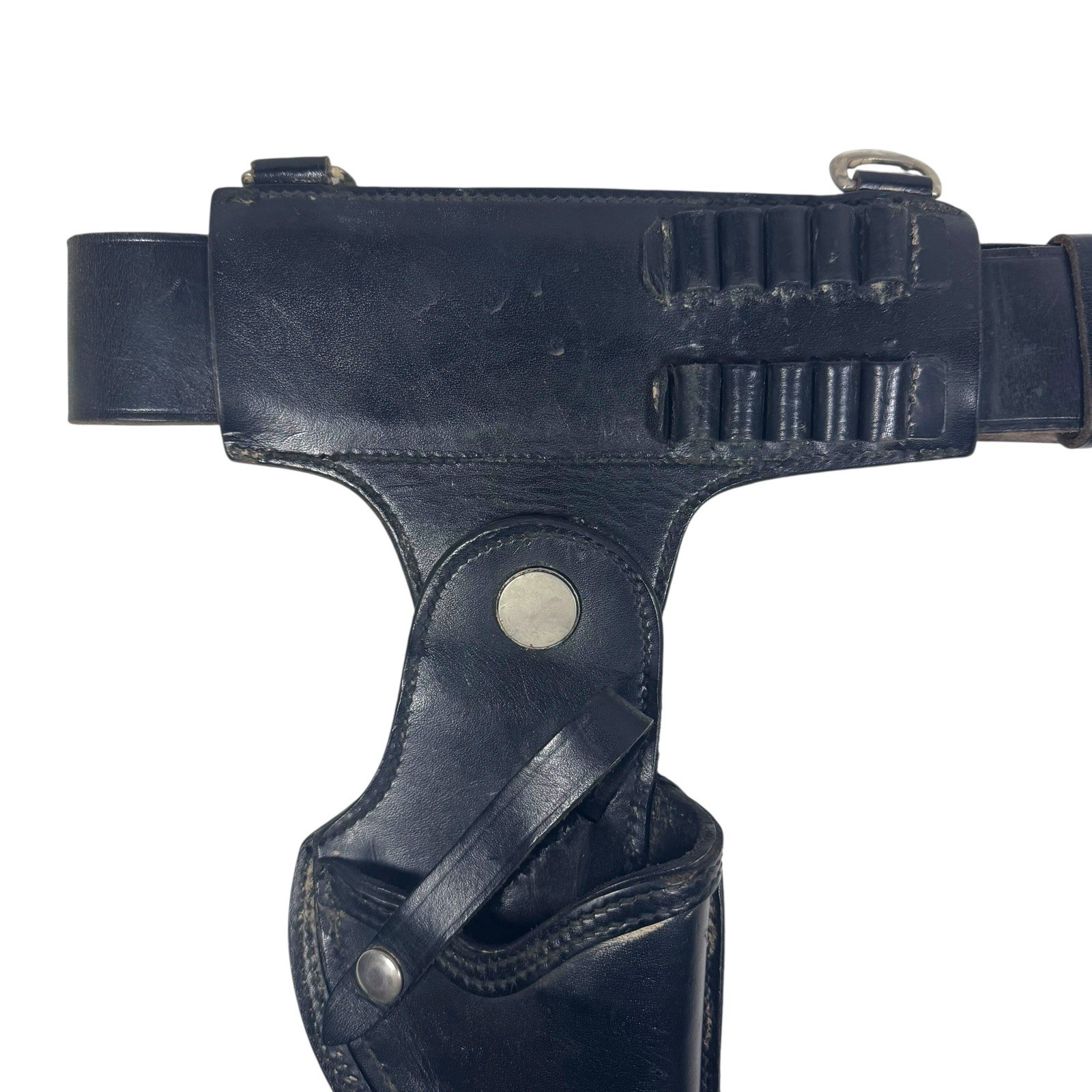 Vintage Black JAY-PEE Genuine Cowhide Ammo Belt Sz 38 w/ Patrolman Holster