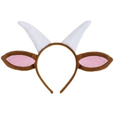 Jmkcoz Plush Goat Ears and Horns Headband Animal Cosplay 4.3 inch, Multicolor