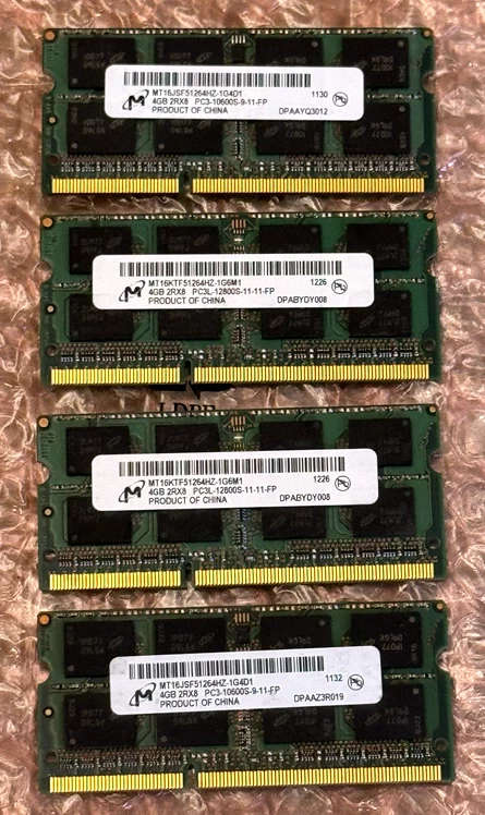 Micron Notebook RAM 16 GB 2Rx8 PC3-10600S So-Dimm DDR3 1,5V MT16JSF51264HZ-1G4D1