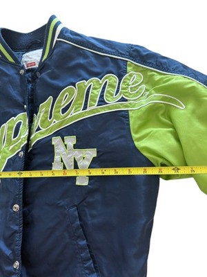 Supreme Contrast Script Varsity Jacket Navy M | eBay