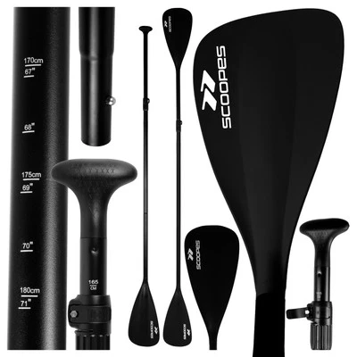 MalTec Faltbares Kajak-Paddel für SUP Board einstellbar 165-225cm Schwarz
