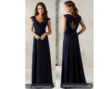 Morilee Madeline Gardner Navy Formal Gown Size 12 Bridesmaid Prom Maxi Dress