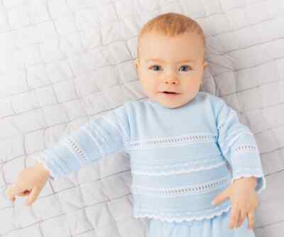 Dandelion Baby Boys Knitted piece Pointelle Legging Top Set White Sky  Grey UK