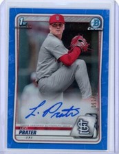 LEVI PRATER 2020 BOWMAN CHROME DRAFT 1ST BLUE REFRACTOR AUTO /150 CARDINALS