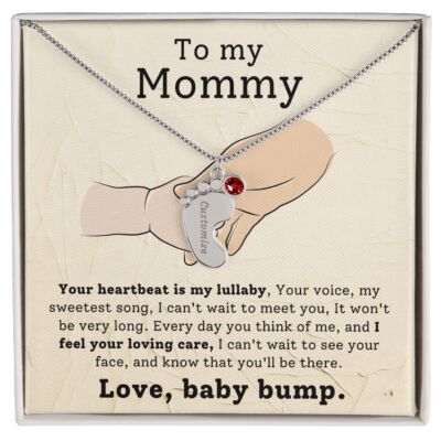 Mommy To Be Baby Feet Necklace Pregnancy Gift Baby Shower Gift, Expecting mom