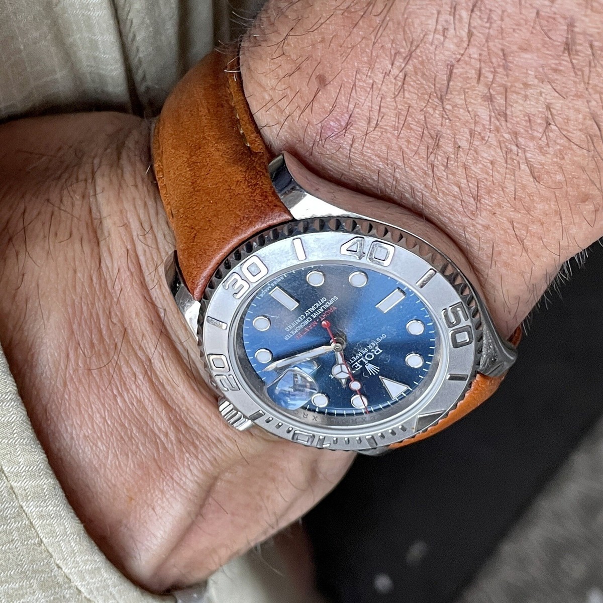 20mm BROWN leather fitted Band Strap Rolex Tan Submariner, gMT,  Yachtmaster