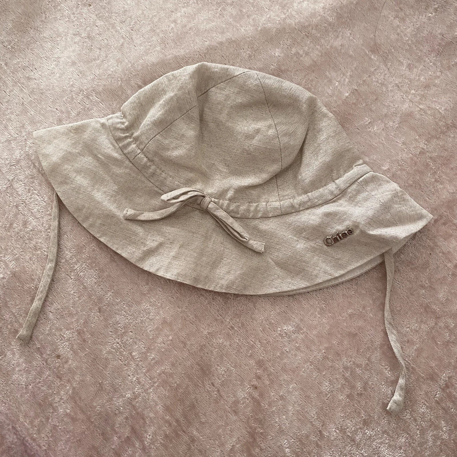 Chloe Baby Girl Silver Glitter Sun Hat Bonnet Cute Authentic Designer Size 44